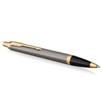 PARKER IM Ballpoint Pen | Grey Lacquer with Gold Trims | Medium Point | Blue Ink Refill | Gift Box | Perfect Graduation Gifts