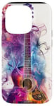 Coque pour iPhone 14 Pro Guitare ethnique vintage violette avec motif fumé coloré