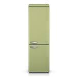 SWAN SR11020GNE Retro 70/30 Fridge Freezer with 4 Glass Shelves, 3 Freezer Drawers, Salad Crisper, Chrome Wine Rack, Energy Class E, Green