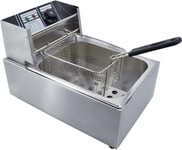 Electric Deep Fryer 10L 2500W Countertop Stainless Steel Single Tank with Lid B