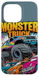 iPhone 14 Pro Max Monster Truck Crushing Cars Art for Monster Truck Lovers Case