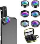 6 En 1 Objectif Macro Smartphone, Pour Macro Iphone,Objectif Fisheye 205° + Grand Angle 140° + Objectif Macro (25x), Nd Filtre Cpl/Star Compatibilité Universelle Smartphone[Pho061235]