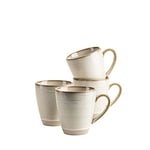 MÄSER Série Nottingham 420 Lot de 4 tasses à café avec jeu de lignes en filigrane et glaçage élégant, grandes tasses à café en céramique au look vintage moderne, grès, beige