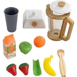 KidKraft Metallic Toy Smoothie Blender with Play Food, Accessory for Kids' Kitchen, Wooden Toy Kitchen Appliance Set for Kids, Play Kitchen Accessories, Kids' Toys, 53537