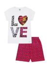 Girls Love Animal Print Short White Pyjama Set (13-14 Years)