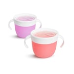 Munchkin Tasses à Goûter Snack Catchers, Tasse d’Apprentissage Bébé sans BPA avec Poignées et Couvercle, Boîte Goûter Enfant, Bol Anti-Renversement Bébé - Lot de 2, Rose/Violet