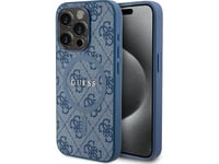 Guess Guess Guhmp15lg4gfrb Iphone 15 Pro 6.1" Niebieski/Blue Hardcase 4G Collection Leather Metal Logo Magsafe