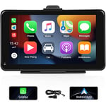 CAMECHO Portable Autoradio avec Wireless CarPlay Android Auto, 7 Pouces HD Touchscreen Radio de Voiture avec Bluetooth, Transmetteur FM, Type C/Aux-in/TF Card Port