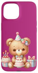 Coque pour iPhone 15 Birthday Wishes Ours en peluche marron pour fille ou garçon