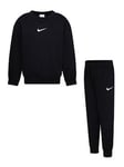 Nike Kids Essential Fleece Crew Tracksuit - Black, Black, Size 6-7 Years