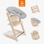 STOKKE® Tripp Trapp® barnstol bok natur inkl. Newborn Set™ Grey och Baby Set V2 natur