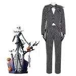 The Nightmare Before Christmas Jack Skellington Cosplay Kostym Set Män Randig Kostym Halloween Fest Fancy Dress Outfit XL