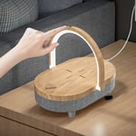 Wooden Bluetooth Speaker Table Lamp Phone Stand Wireless Charger For iPhone