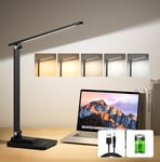 Lampe de Bureau,10 Luminosité 5 Couleur Lampe Bureau,3600mAh Lampe Led Rechargeable,Protection des Yeux Lampe de Bureau Enfant,Flexible Lampe de Bureau Sans Fil,Lampe de Bureau Led Minuterie de 45min