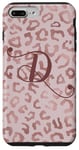 iPhone 7 Plus/8 Plus Letter D Initial Leopard Rose Pink Cheetah Monogram Case