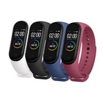 Remmar för Xiaomi Mi Smart Band 4 / Mi Band 3 - Färgglada ersättningsarmband i anti-förlorat silikon designade fitness tracker tillbehör (4 stycken)