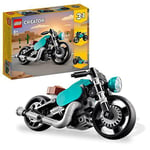 LEGO Creator 3 in 1 Vintage Motorcycle Set, Classic Motorbike Toy to Street Bike