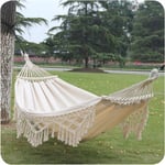 Vuxna Trädgårdshängmatta, Bohemian Macrame 2 Person Stickad Hängmatta med Anti-Roll Balance Balance Bärbara hängmattor Lämpliga för camping och