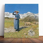 Big Box Art Canvas Print Wall Art Giovanni Segantini High Noon in The Alps 2 | Mounted & Stretched Box Frame Picture | Home Decor for Kitchen, Living Room, Bedroom, Hallway, Muli-Colour, 20x20 Inch