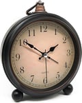 Vintage Retro Analog Alarm Clock, 4 inch Super Silent Non Ticking Clock with Snooze, Night Light, Battery Operated, Simply Design, for Living Room, Bedroom, Bedside, Desk, Gift Clock (Arabic)