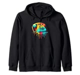 Dripping Paint Art Vintage Telephone Landline Dial Zip Hoodie