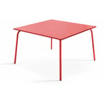 Table de jardin carrée en métal rouge - Palavas - Rouge