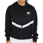 NIKE Heritage Full Fleece hooded sweat jacket Women's Hooded Sweat Jacket - Black/Grey Fog/White, XXL