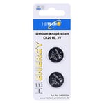 Heitech Lithium Button Cells 2 pcs, CR2016 Batterie à Usage Unique Lithium 3 V