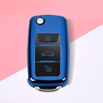 BTOEFE Hot TPU Car Key Cover Case Protection Shell,For VW Golf Bora Jetta POLO GOLF Passat Skoda Octavia A5 Fabia For SEAT Ibiza Leon-Blue keychain