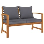 Banc De Jardin Meuble De Patio D'extérieur Terrasse Et Coussin Gris Foncé 120 X 60,5 X 81 Cm Bois Solide D'acacia Helloshop26 02_0011717