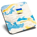 Square Single Coaster  - World Map Ukraine Flag Kiev Travel  #46472