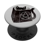 SataniCat Pentagramme Chat Satan Demon Necronomicon Lover PopSockets PopGrip Adhésif