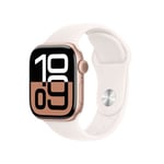 Apple Watch Series 10 GPS + Cellular 42mm Boîtier en Aluminium Rose Gold avec Bracelet Sport Rose Tendre M/L