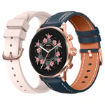 ECHO Rainbow Voyager - Montre Connectée Femme AMOLED 1.43'' Or Rose - Appel Bluetooth/sans Fil & Capteurs Santé - Modes Sport avec Coaching - 2 Bracelets Cuir & Gomme - Légère & étanche - Android/iOS