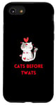 Coque pour iPhone SE (2020) / 7 / 8 Cats Before Twats Funny Valentine's Day Motif amoureux des chats