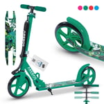 AREBOS trottinette de ville scooter Vert réglable en hauteur pliable