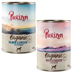 Ekonomipack: Purizon Ekologisk 24 x 400 g - Mixpack II: 12 x Ekologisk Anka & Ekologisk Kyckling, 12 x Ekologisk Lax & Ekologisk Kyckling