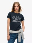 Superdry Athletic Essentials Graphic Fitted T-Shirt, Eclipse Navy Slub