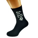 Shh the game is on! Football Fan Black Mens UK Size 5-12 Socks - X6N446