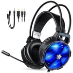 CASQUE GAMING ULTRA-LÉGER POUR PS4, XBOX ONE, PC, MAC, LAPTOP, CASQUE GAMER AVEC MICRO ANTI BRUIT LED LAMPE SOUND STÉRÉO BASSE