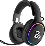 Aton Black Wireless Gaming Headset, Microphone intégré, 18h d'autonomie, Configurable RGB, Bluetooth 5.0, Casque d'ordinateur Ergonomique, Compatible PC/PS4/PS5/Mac/XBOX/Android, Noir