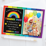 10 Personalised Photo Thank You Cards Rainbow Birthday Thank You Notes Children