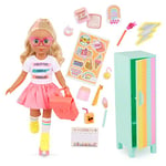 Glitter Girls GG51174Z Barbie 14-inch Poseable Doll Set – Blonde Hair & Green Eyes, Roller Skates & Accessories – Toys for Kids 3 Years+ – Sunnie & GG School Locker Playset, Multi