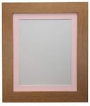 FRAMES BY POST Metro Oak Photo Picture Poster Frame with Pink Mount Plastic Glass 50 x 70cm For Pic Size 24" x 16"