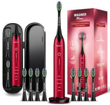 Wagner & Stern Ultrasonic whitening Toothbrush with Pressure Sensor. 5 Brushing Modes and 4 Levels of Intensity, 8 Soft Brush Heads, Premium Travel case.