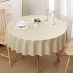 Homaxy Nappe de Table Aspect Lin Nappe Ronde 140 cm Nappe Exterieur Imperméable Anti-tâche Protection de Table pour Salle à Mangerr,Jardin - Crème