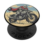 Moto cool avec conducteur chevalier pour homme et femme PopSockets PopGrip Adhésif