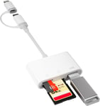 Adaptateur Carte SD pour iPhone 3 en 2,Adaptateur SD pour iPhone,Connecteur Lightning USB C vers Lecteur de Carte SD/TF Adaptateur Lecteur de Carte Mémoire Adaptateur USB pour iPhone 16/15/14/13(Q73)