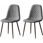 Lot de 2 chaises de salle à manger Simili Cuir Siège rembourrée pieds en métal, pour salon, chambre,Bureau - Gris - Jymtom