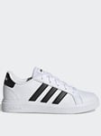 adidas Sportswear Kids Unisex Grand Court 2.0 Trainers - White/Black, White/Black, Size 11 Younger
